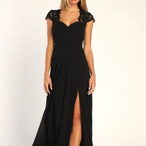 Lulus Momentous Moments Black Lace Backless Maxi Dress - Size L